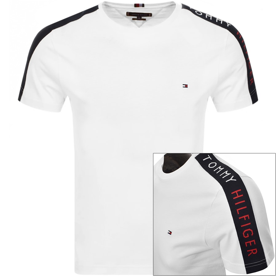Alternative Image for ProductTommy Hilfiger Logo Sleeve Tape T Shirt White1